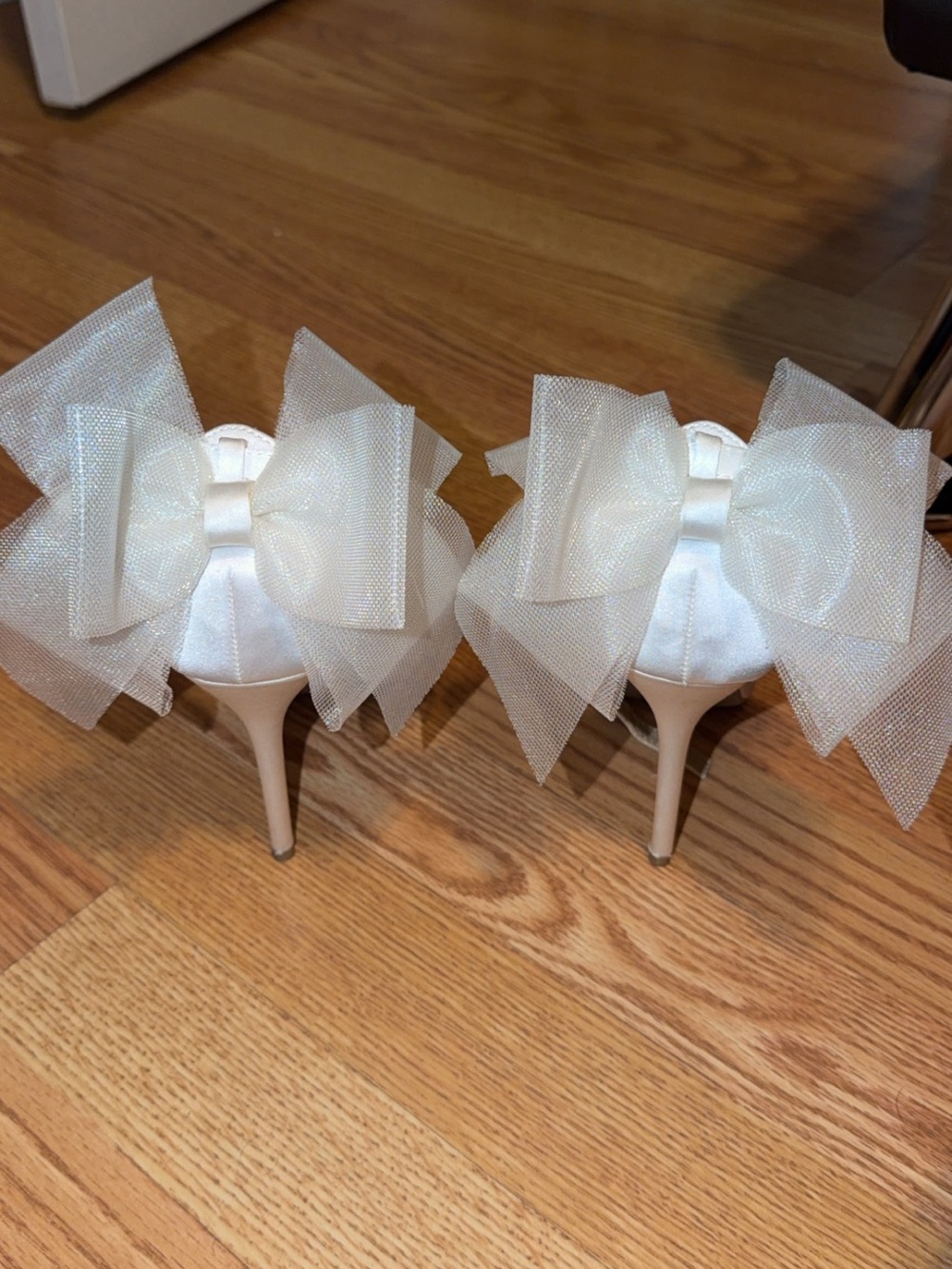 Lulu's Ivory Bow Tulle Stiletto Heels